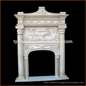 Newly designed large granite fireplace mantel coal fireplace with figure statue